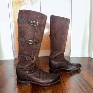 Lucchese x Kemo Sabe Womens Buckle Equestrian Riding Boots